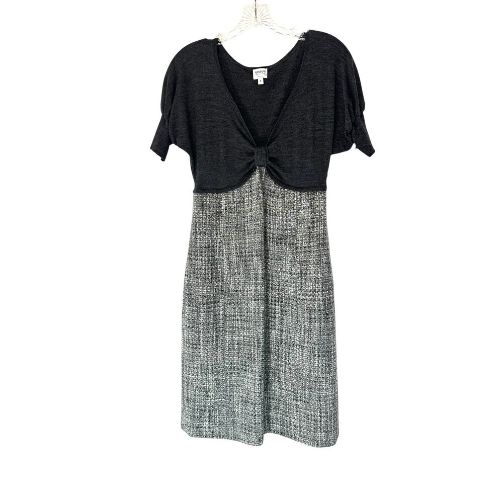 Armani Collezioni Dress Gray Knit Tweed Twee Sweater Sheath DAMAGED Size 6